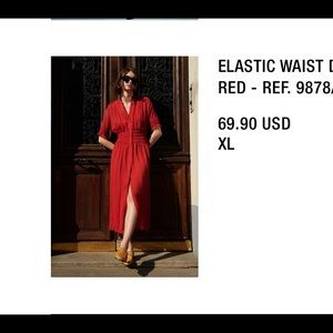 Zara Elastic waist Red Dress